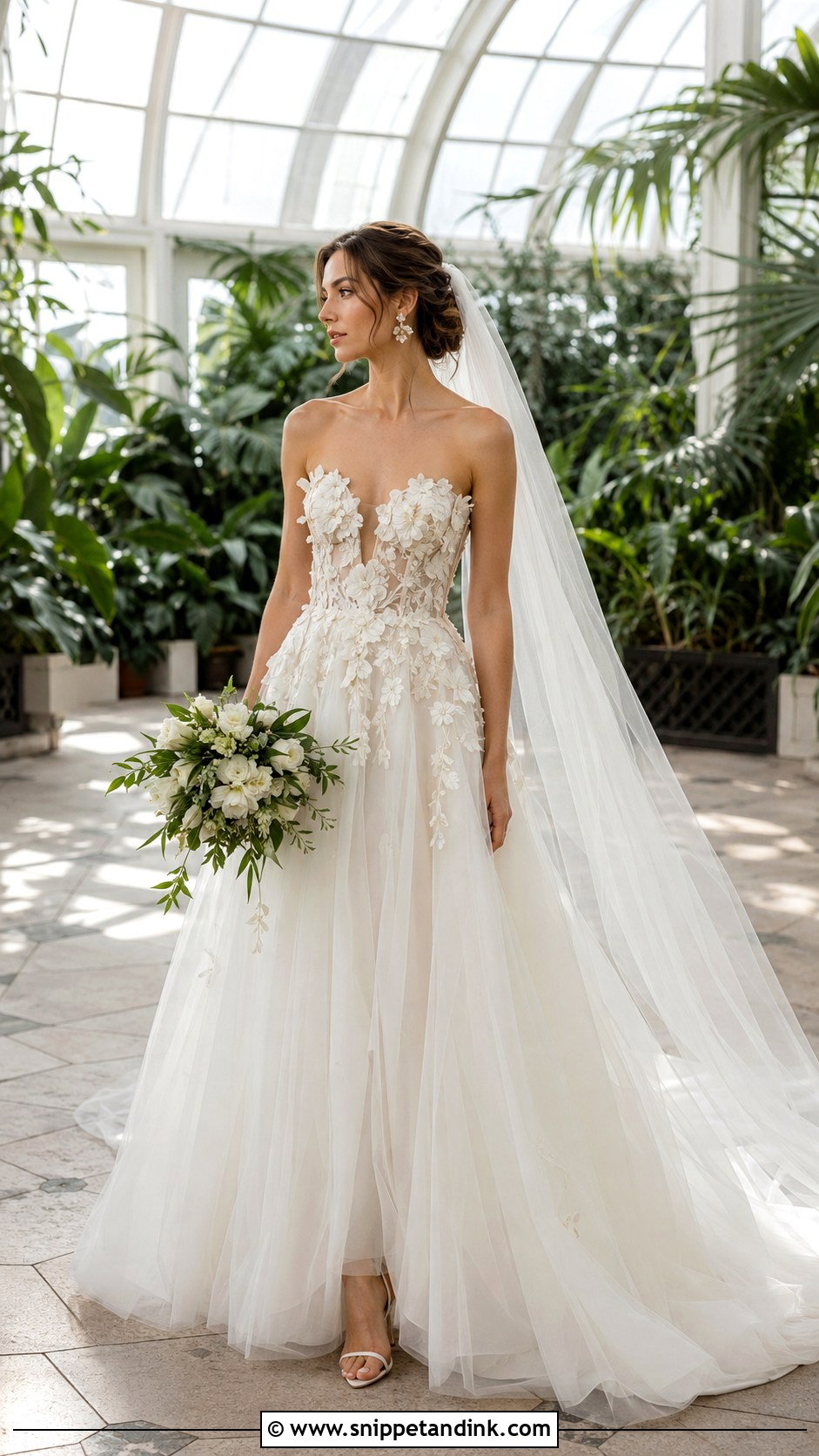 Floral Applique Corseted Wedding Dress - Snippet and Ink - 20 Corseted Wedding Dress Ideas
