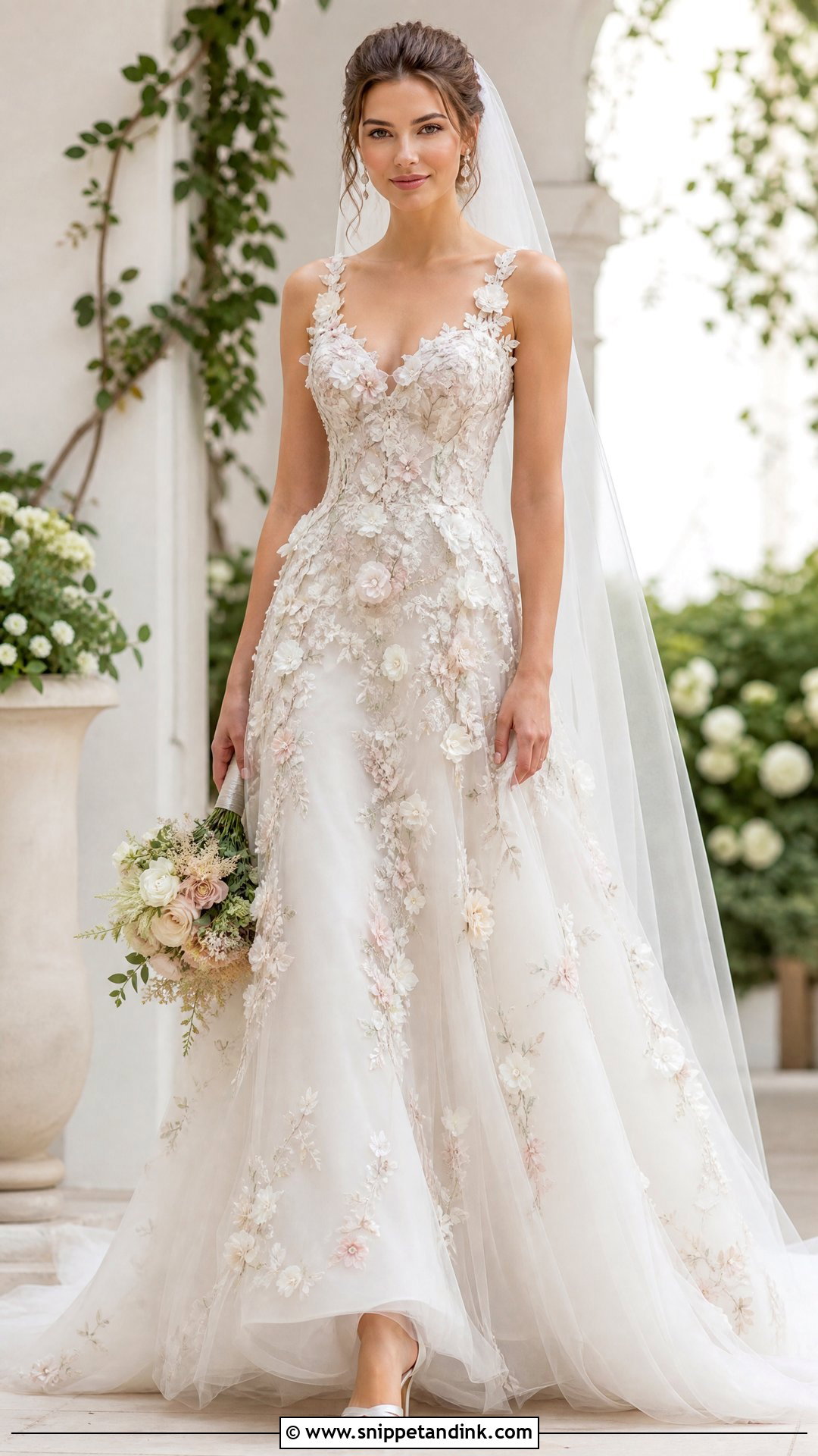 Floral Applique Couture Bridal Gown - Snippet and Ink - 25 Couture Bridal Gowns