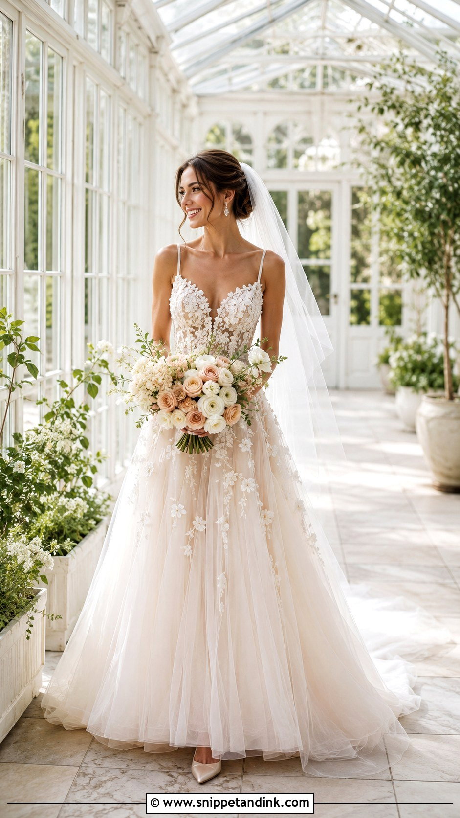 Floral Applique Cream Wedding Dress - Snippet and Ink - 20 Cream Wedding Dresses