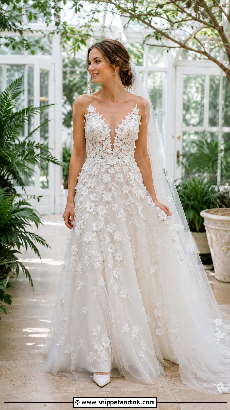 Floral Applique Crystal Wedding Dress - Snippet and Ink - 20 Bling Wedding Dresses