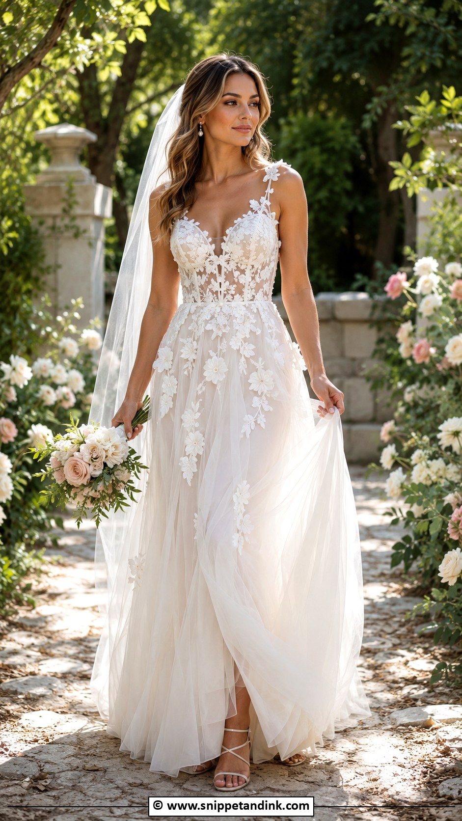 Floral Applique Designer Wedding Dress - Snippet and Ink - 30 Designer Wedding Dresses