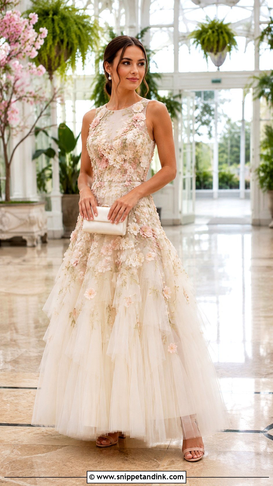 Floral Applique Drop Waist Ball Gown - Snippet and Ink - 20 Drop Waist Ball Gown Ideas