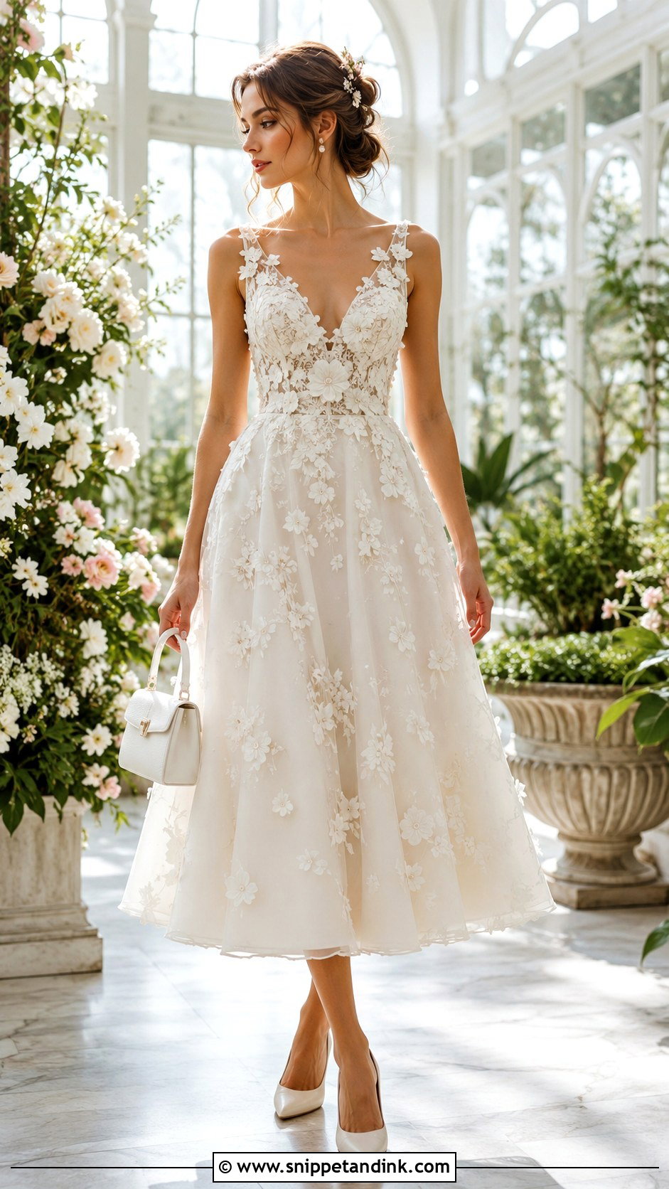 Floral Applique Elope Wedding Dress - Snippet and Ink - 20 Elope Wedding Dress Ideas