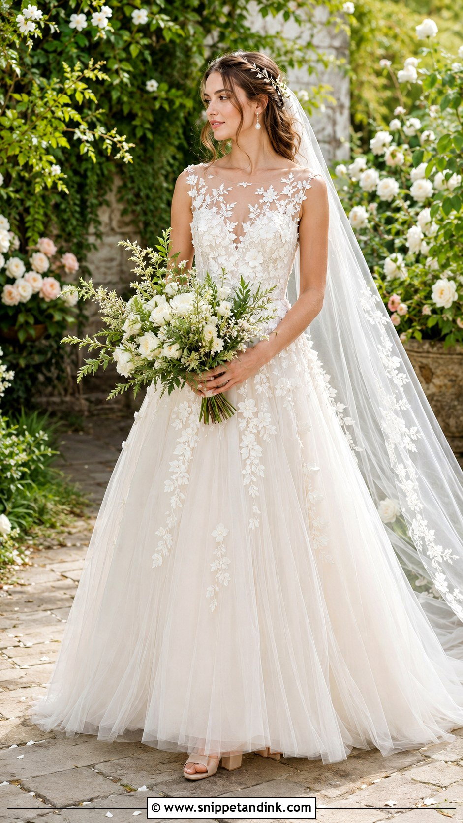 Floral Applique Fairy Bride Dress - Snippet and Ink - 20 Fairy Bride Dress Ideas