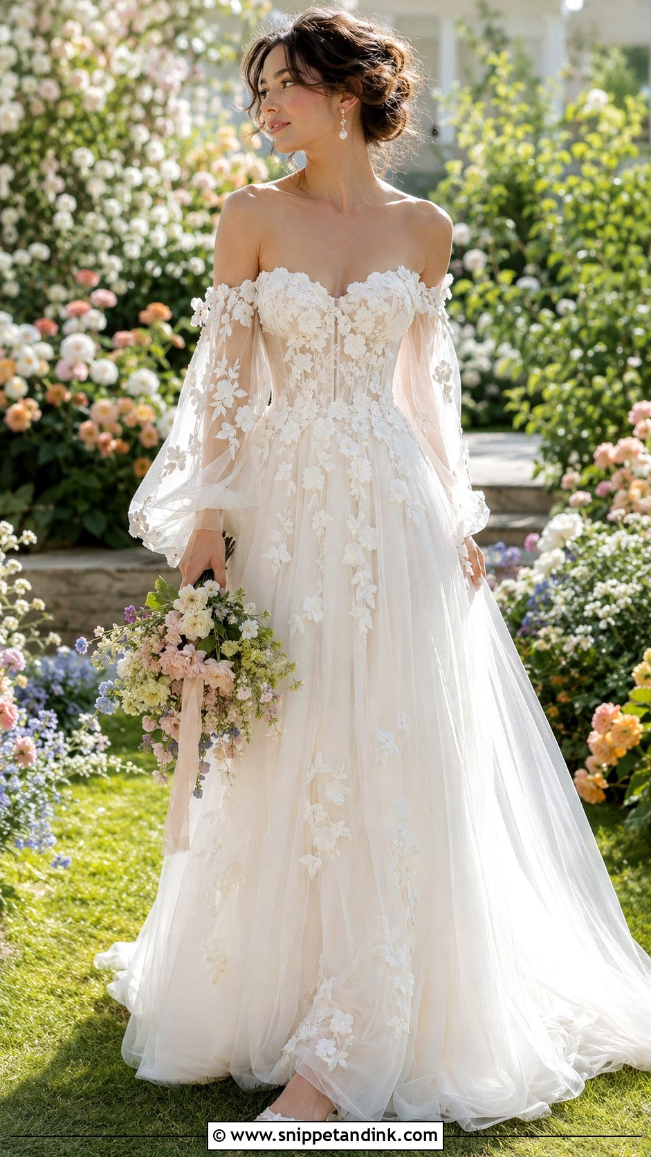 Floral Applique Fairy Wedding Dress - Snippet and Ink - 20 Fairy Style Wedding Dresses