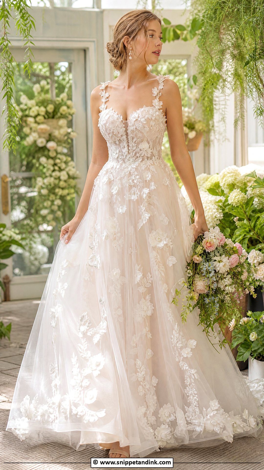 Floral Applique Fairy Wedding Dress - Snippet and Ink - 35 Fairy Wedding Dress Ideas