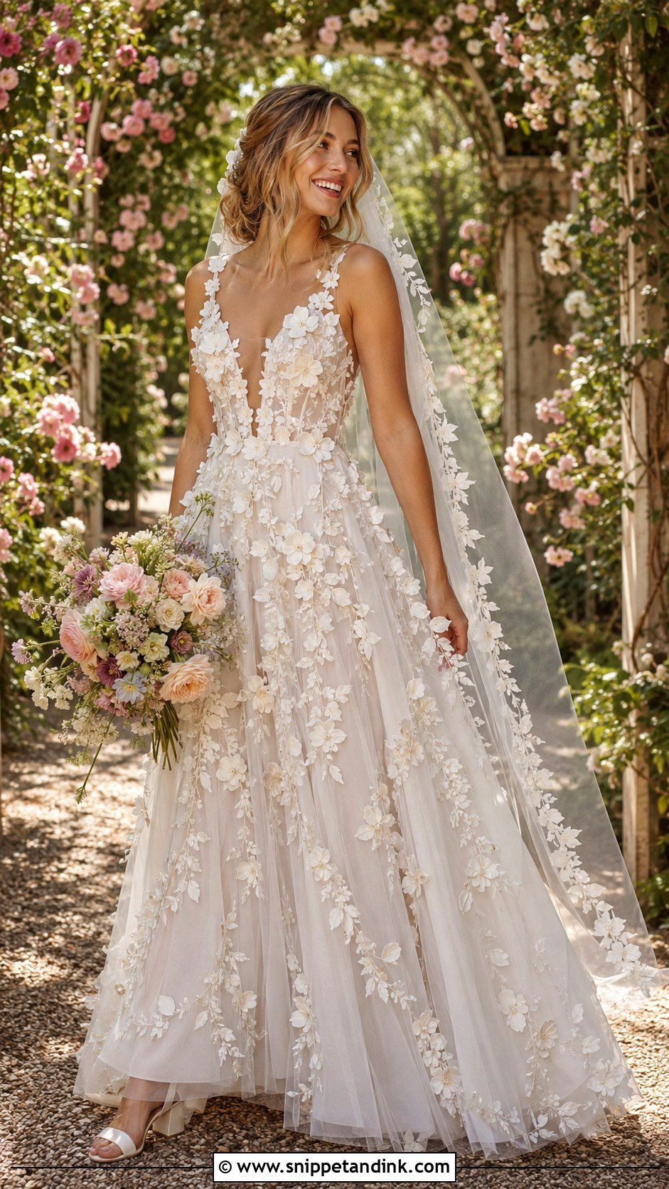 Floral Applique Fairy Wedding Gown - Snippet and Ink - 20 Fairy Tale Wedding Dress Fantasy Gowns