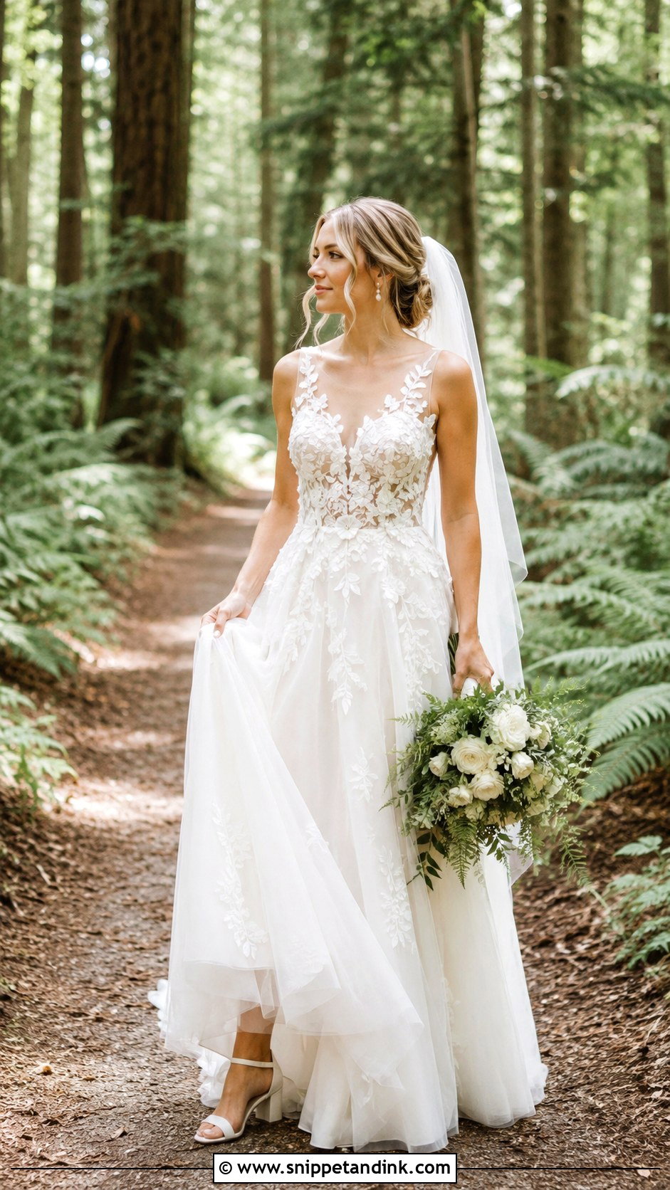 Floral Applique Forest Wedding Dress - Snippet and Ink - 20 Forest Wedding Dresses