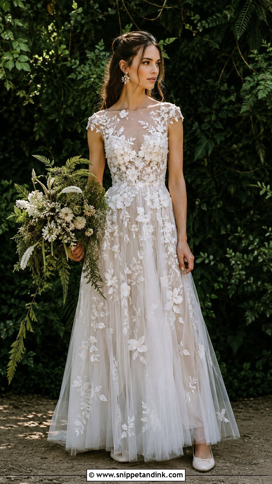Floral Applique Forest Wedding Dress - Snippet and Ink - 20 Forest Wedding Aesthetic Wedding Dress Ideas