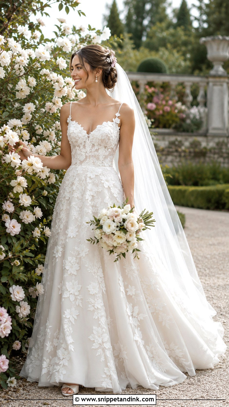 Floral Applique French Wedding Dress - Snippet and Ink - 20 French Wedding Dresses