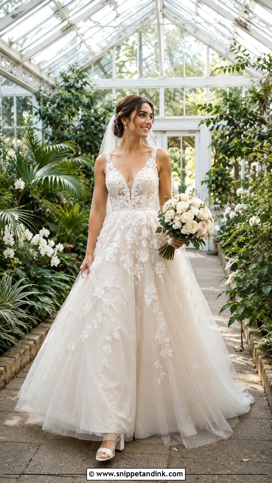 Floral Applique Garden Bridal Gown - Snippet and Ink - 20 Bridal Gown Aesthetic Ideas