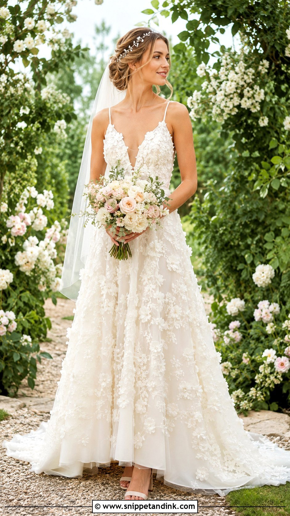 Floral Applique Garden Bridal Wedding Outfit - Snippet and Ink - 20 Brides Wedding Outfits