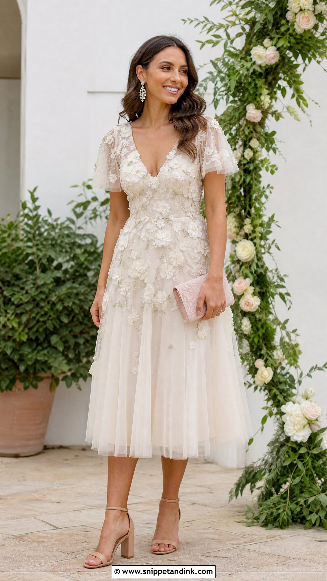 Floral Applique Garden Vow Renewal Dress - Snippet and Ink - 20 Vowel Renewal Dresses Ideas