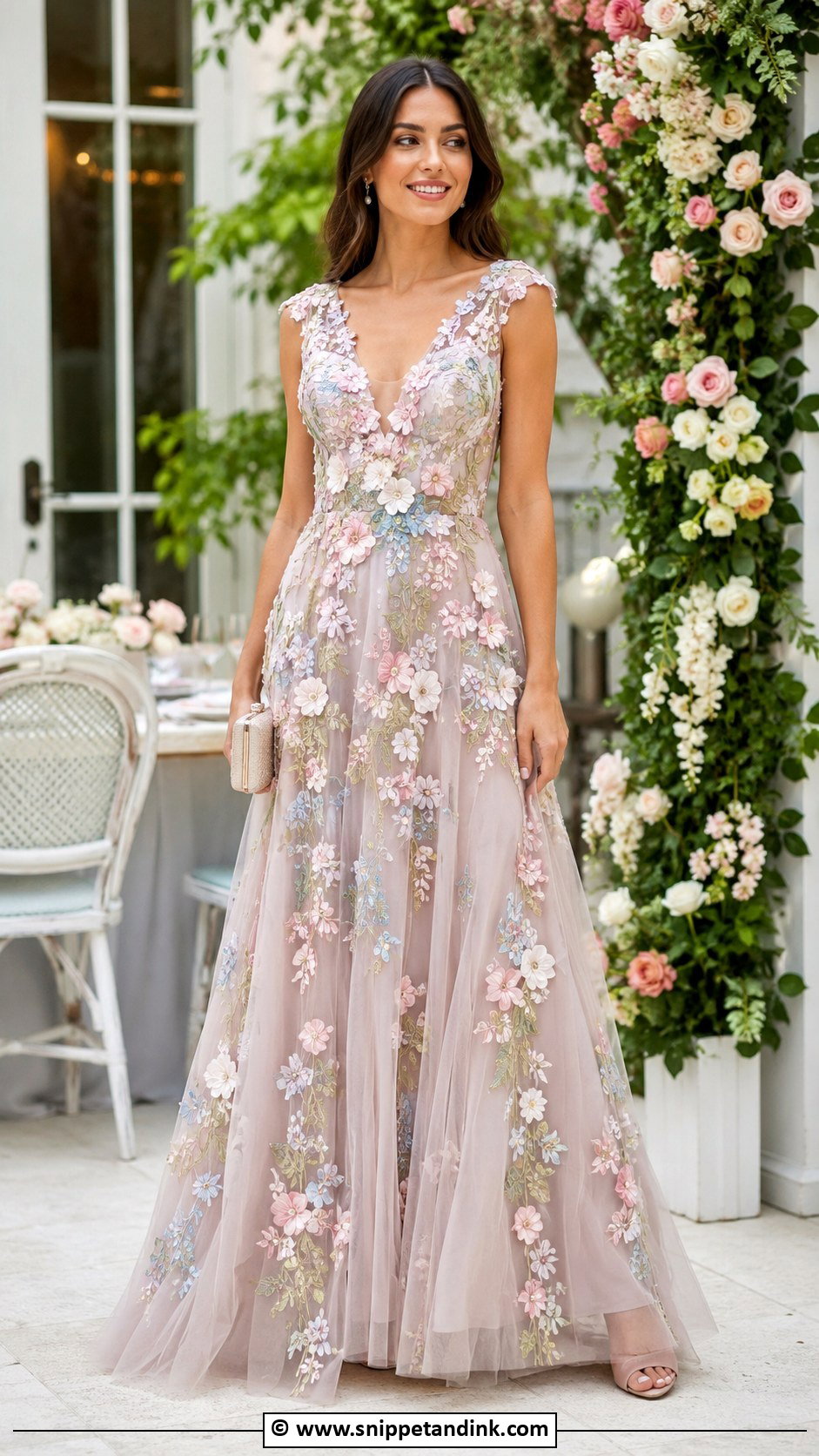 Floral Applique Gown Design - Snippet and Ink - 35 Trending Gown Designs