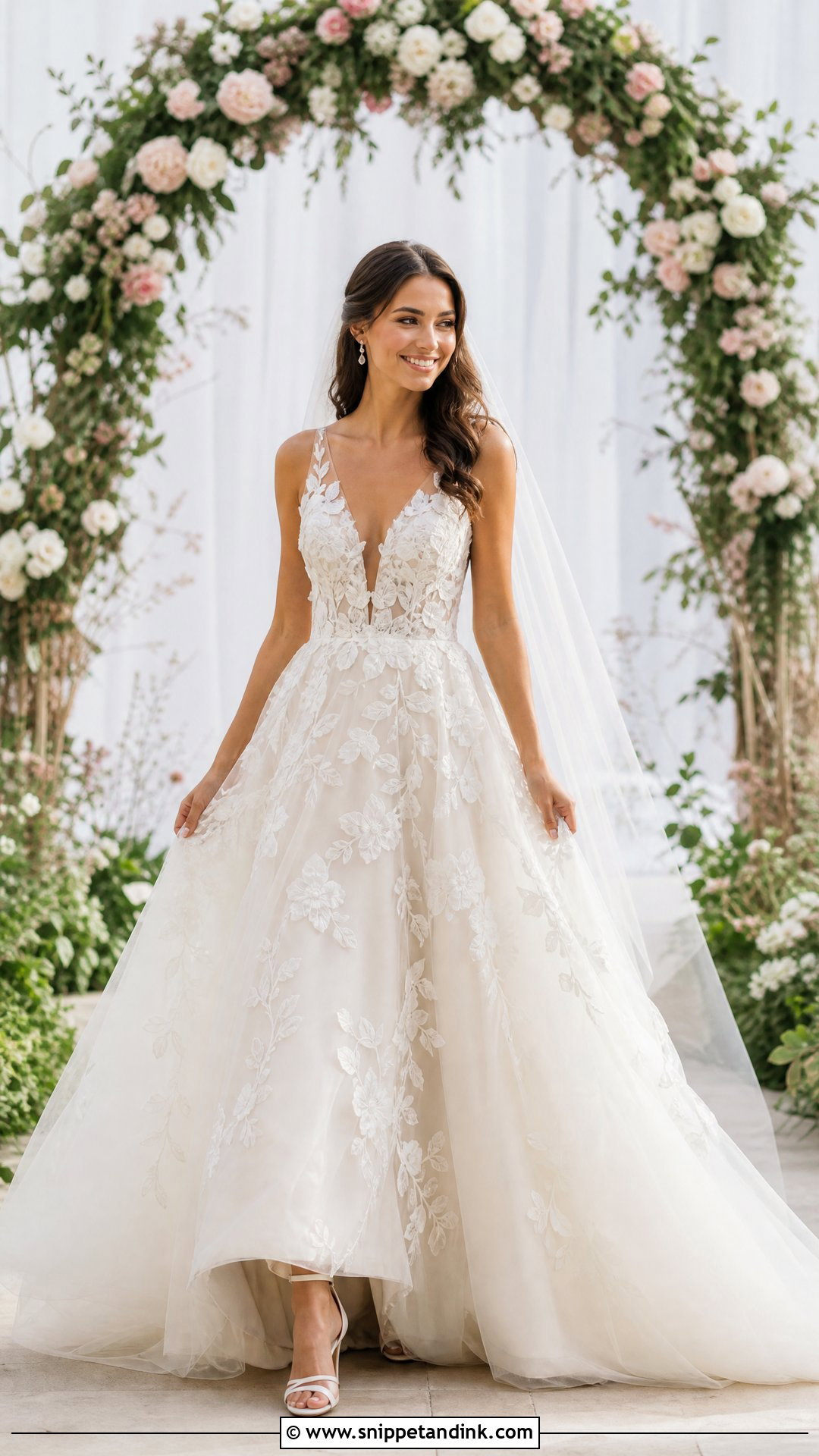 Floral Applique Gown Wedding Dress - Snippet and Ink - 25 Gown Wedding Dress Ideas