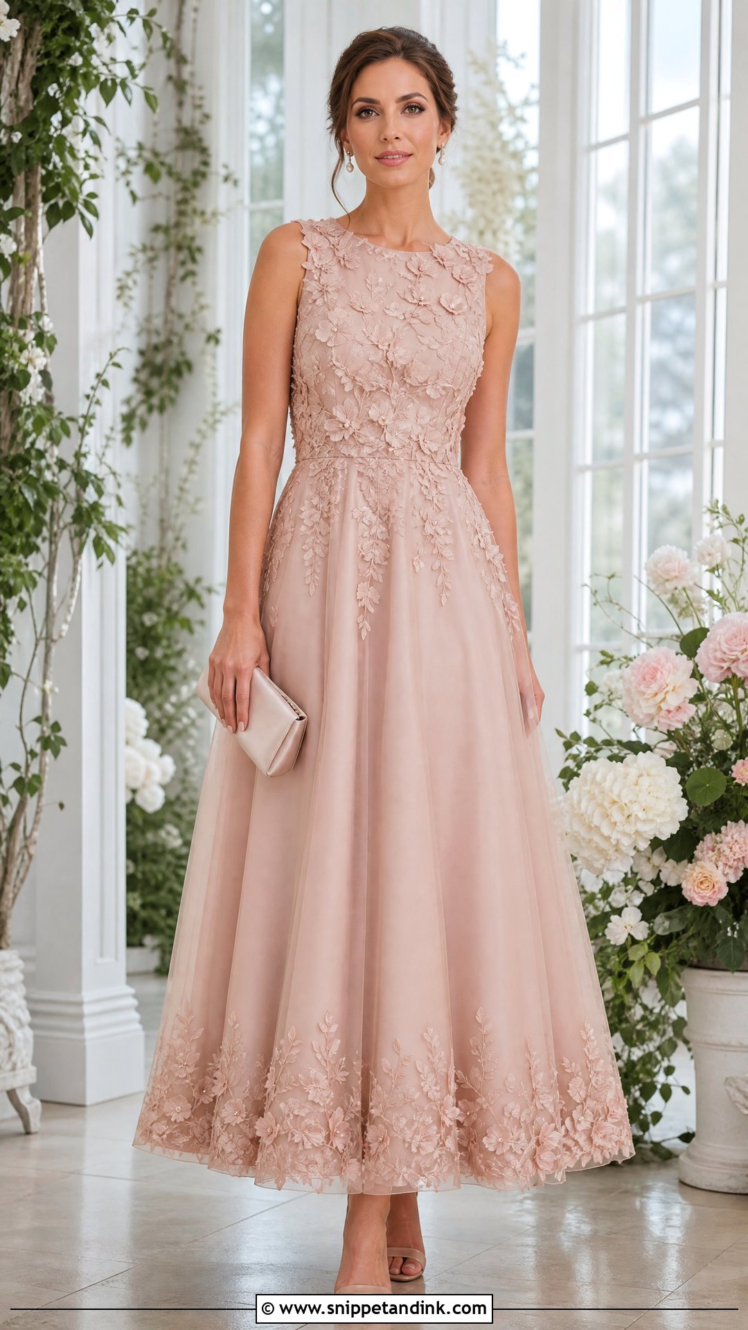 Floral Applique Gown With Simple Heels - Snippet and Ink - 25 Trending Gowns