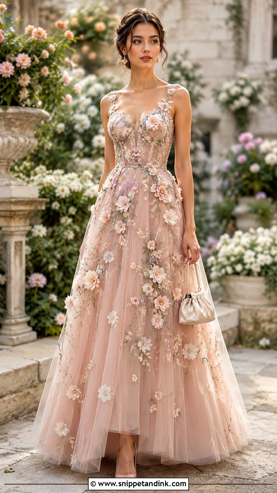 Floral Applique Gown - Snippet and Ink - 20 Gown Designer Ideas