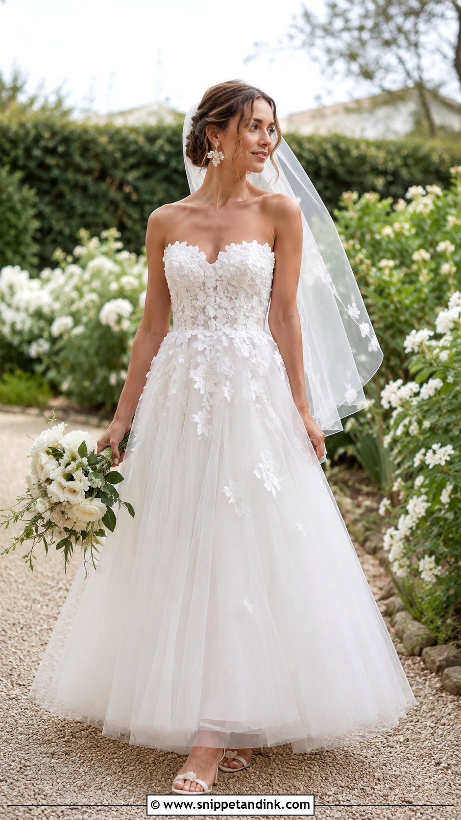 Floral Applique Heart Shaped Wedding Dress - Snippet and Ink - 20 Heart Shaped Wedding Dress Ideas