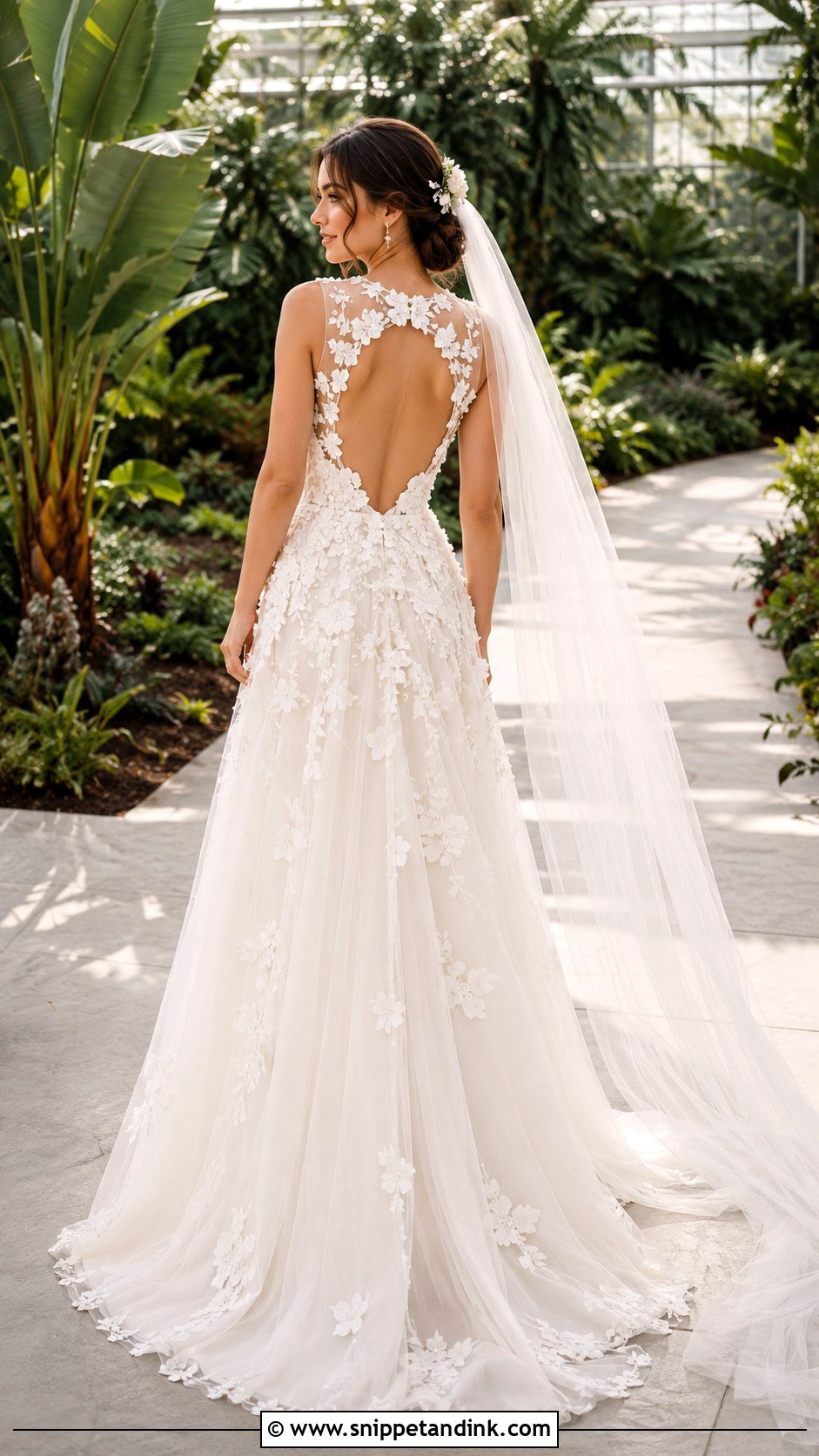Floral Applique Keyhole Wedding Dress - Snippet and Ink - 20 Keyhole Wedding Dress Ideas