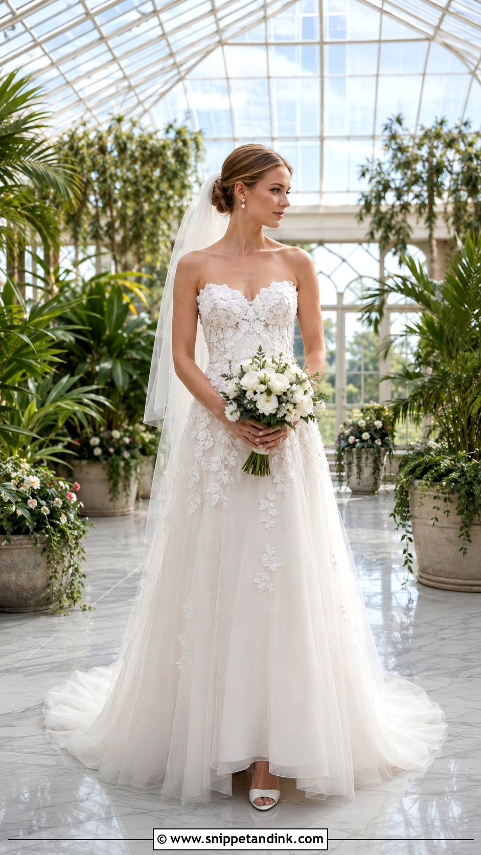Floral Applique Lace Sweetheart Wedding Dress - Snippet and Ink - 20 Lace Sweetheart Wedding Dress Ideas