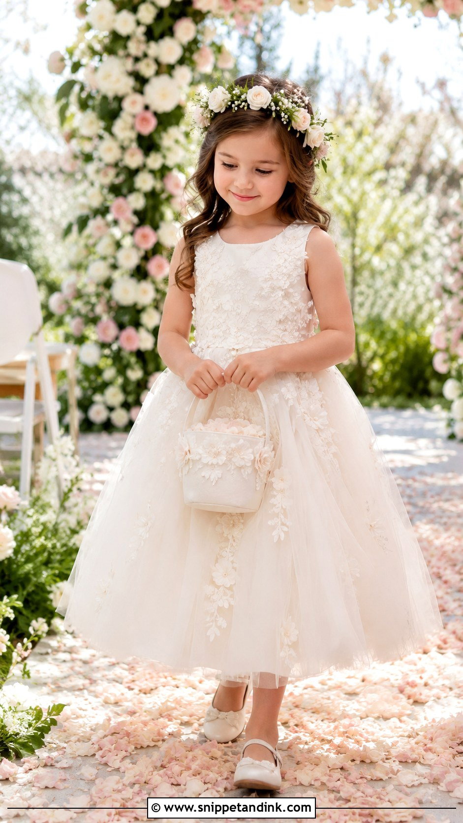 Floral Applique Little Bride Gown - Snippet and Ink - 25 Little Bride Gown Styles