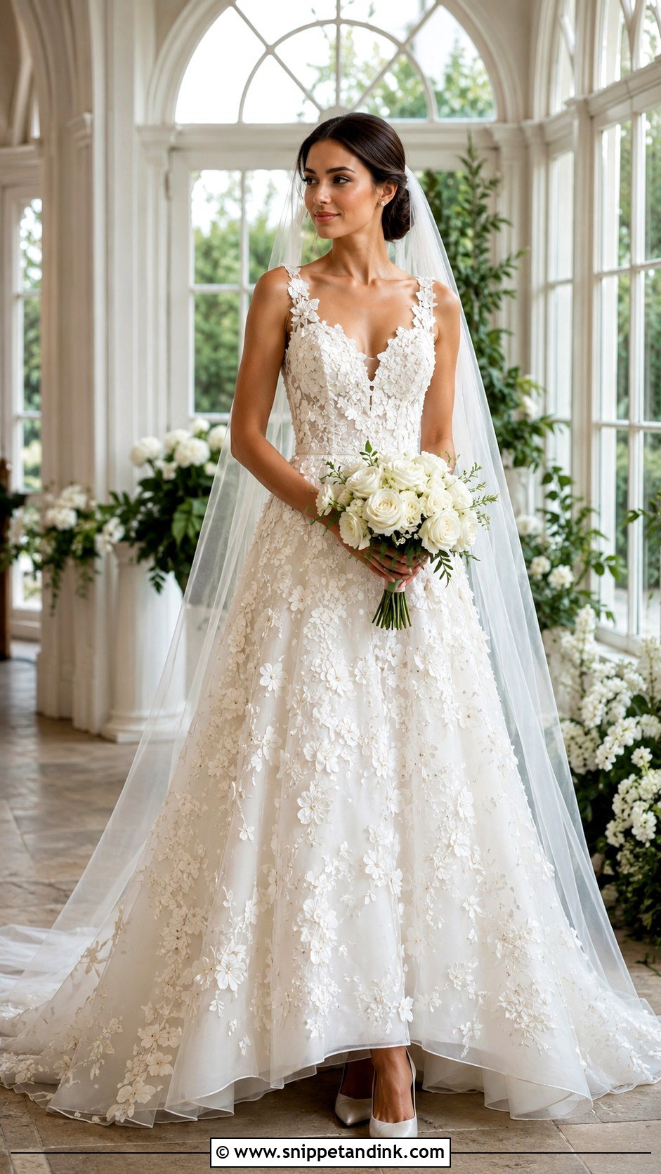 Floral Applique Marriage Gown - Snippet and Ink - 20 Marriage Gowns Brides
