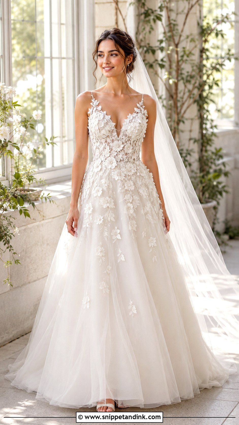 Floral Applique Marriage Gown - Snippet and Ink - 20 Marriage Gown Ideas