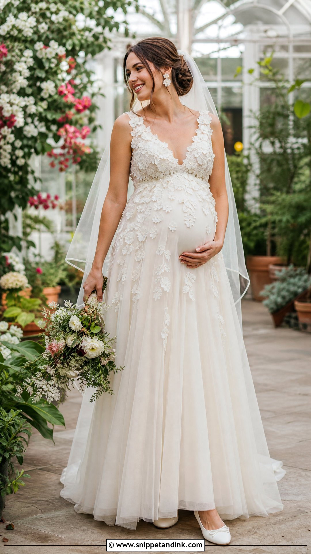 Floral Applique Maternity Bridal Gown - Snippet and Ink - 25 Maternity Bridal Gowns