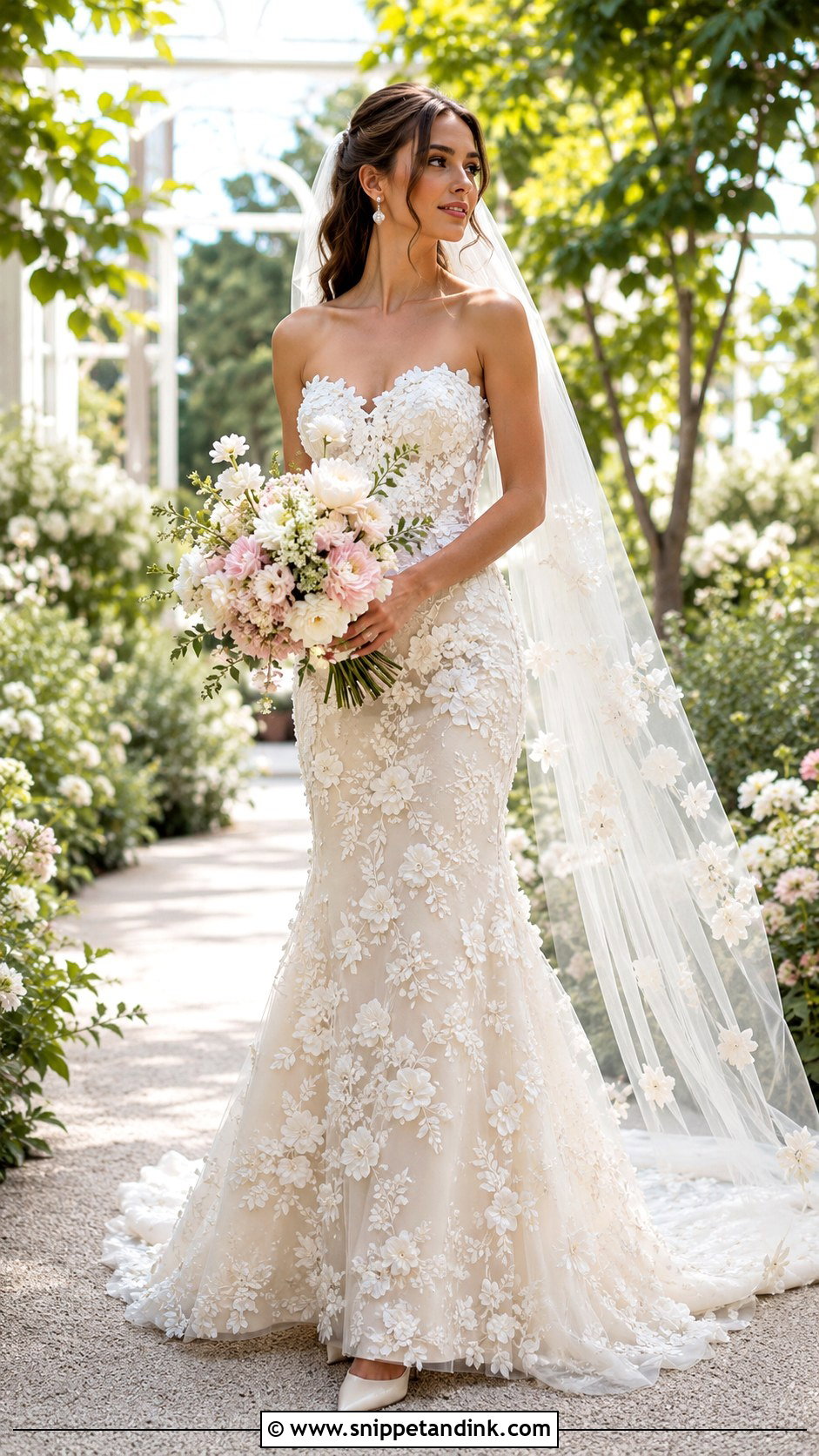Floral Applique Mermaid Bridal Gown - Snippet and Ink - 20 Mermaid Bridal Gowns