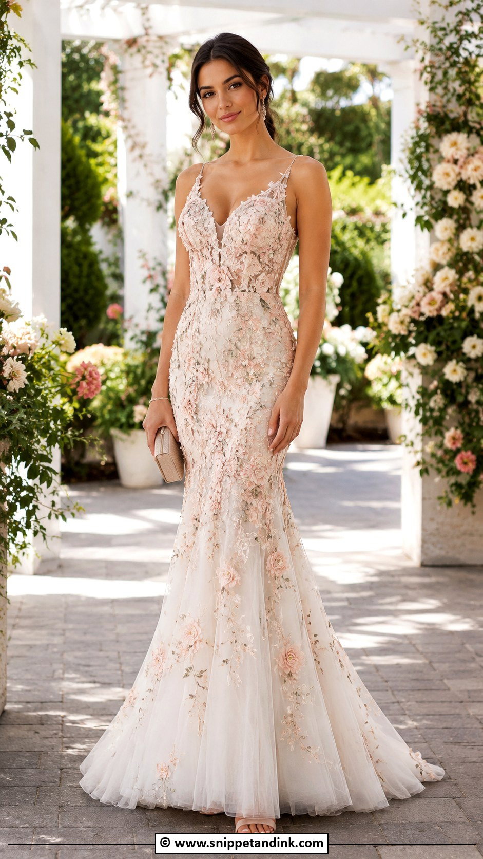 Floral Applique Mermaid Gown - Snippet and Ink - 30 Mermaid Gown Ideas