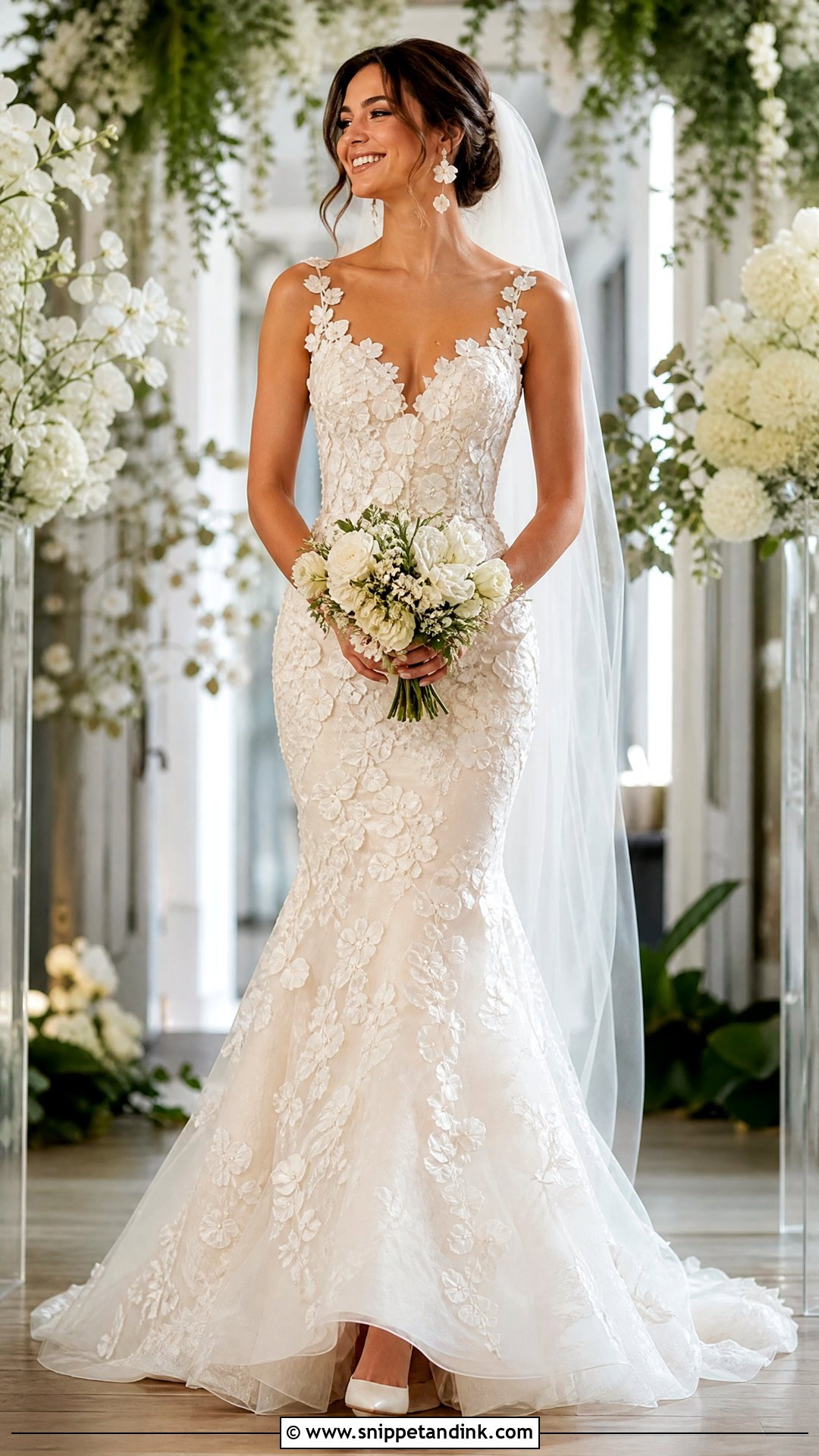 Floral Applique Mermaid Wedding Dress - Snippet and Ink - 20 Dream Wedding Dresses Mermaid