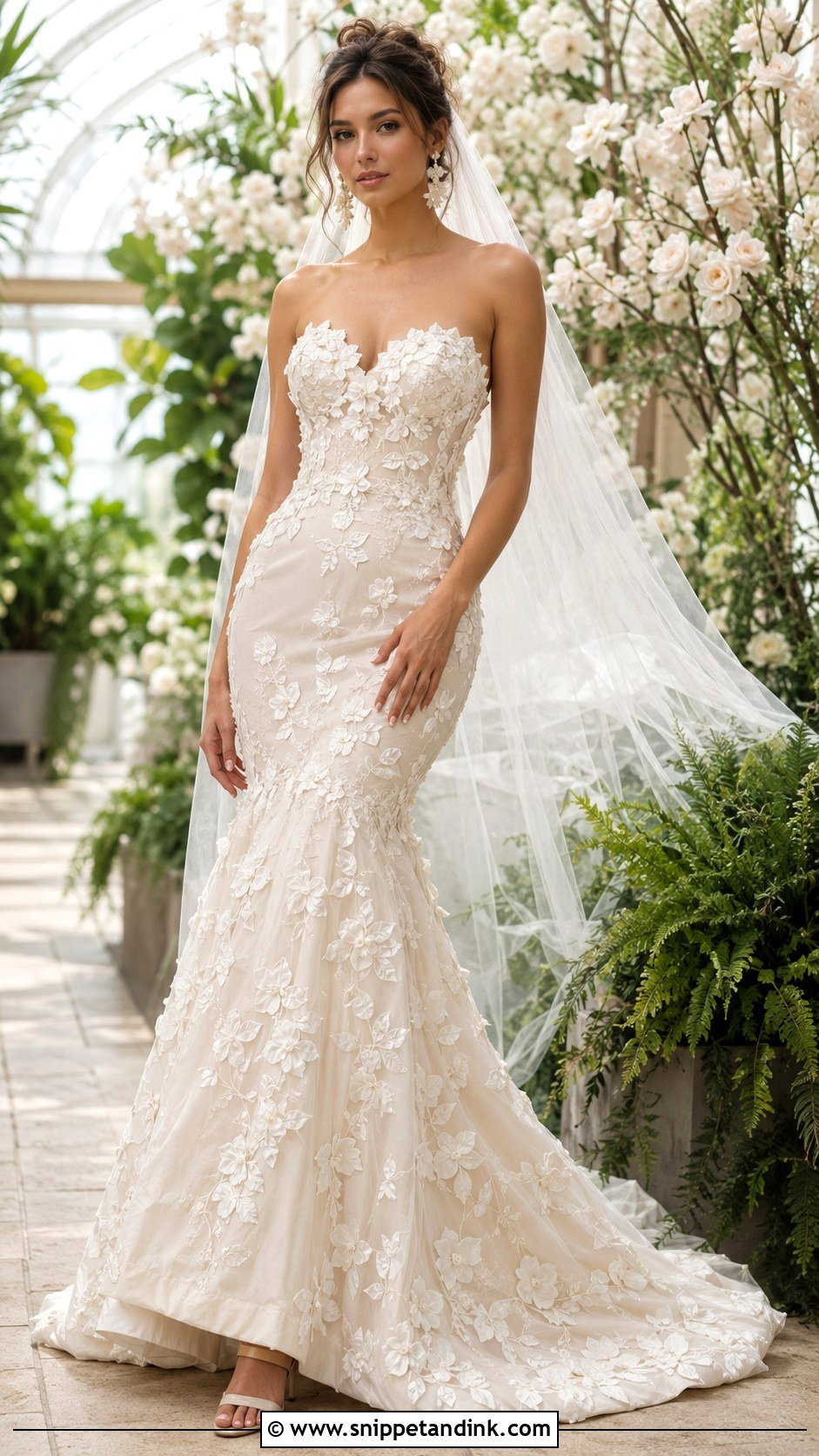 Floral Applique Mermaid Wedding Gown - Snippet and Ink - 20 Mermaid Wedding Gowns