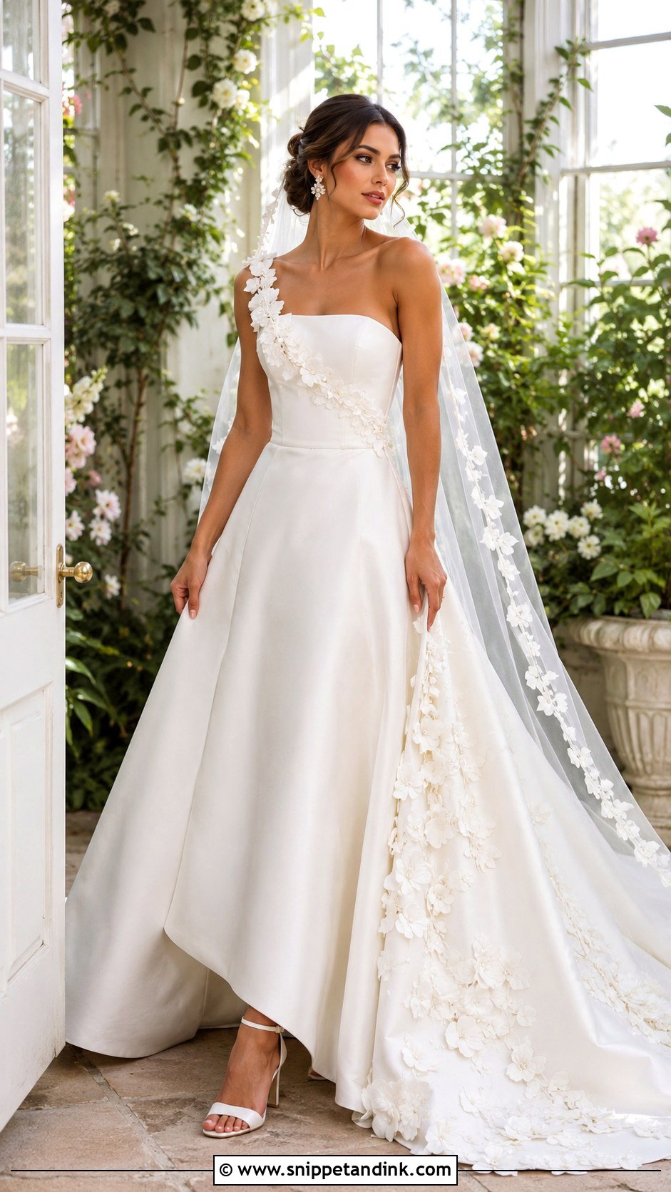 Floral Applique Mikado Wedding Gown - Snippet and Ink - 20 Mikado Wedding Gown Ideas