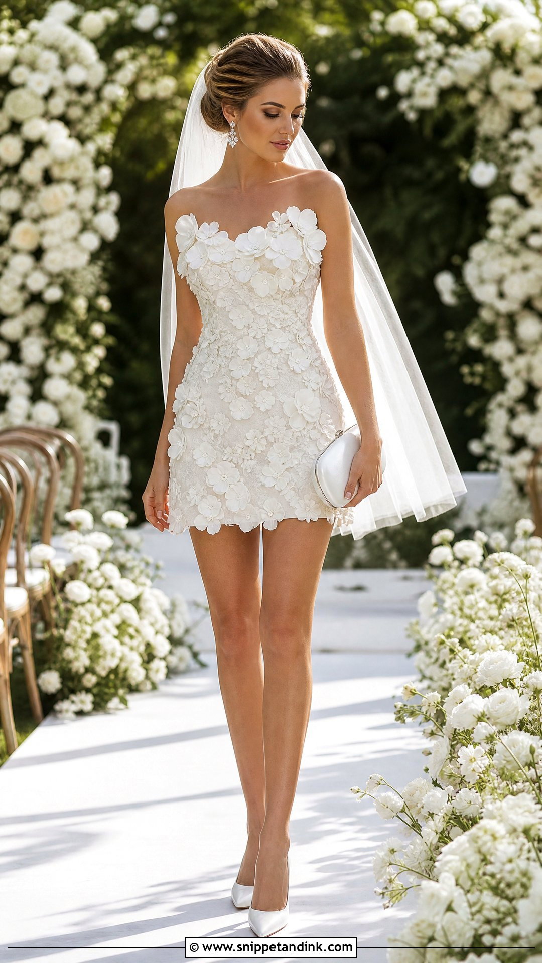 Floral Applique Mini Wedding Dress Outfit - Snippet and Ink - 20 Simple Wedding Dress Casual Short Classy Ideas