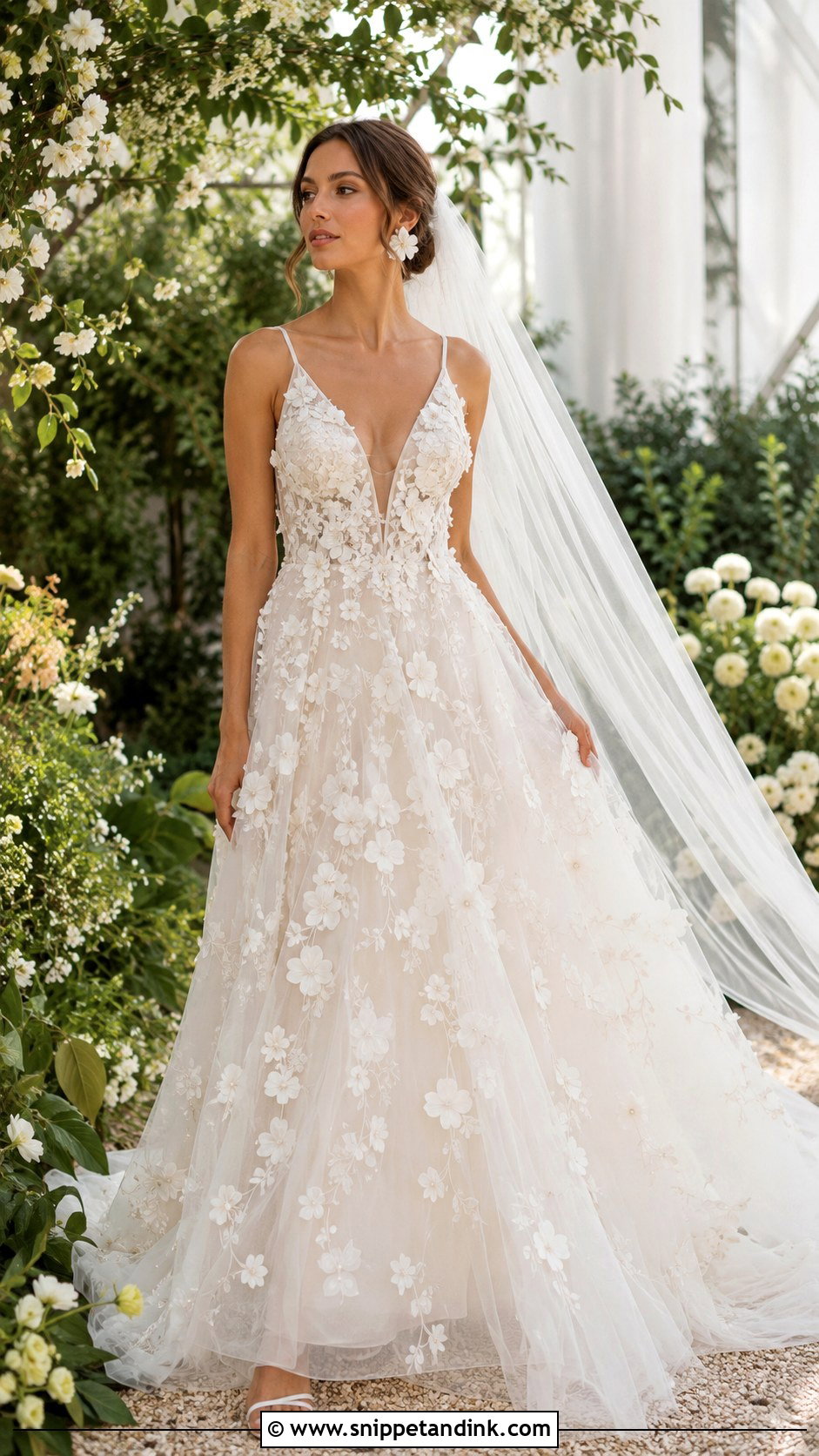 Floral Applique Morning Wedding Dress - Snippet and Ink - 20 Morning Wedding Dress Ideas