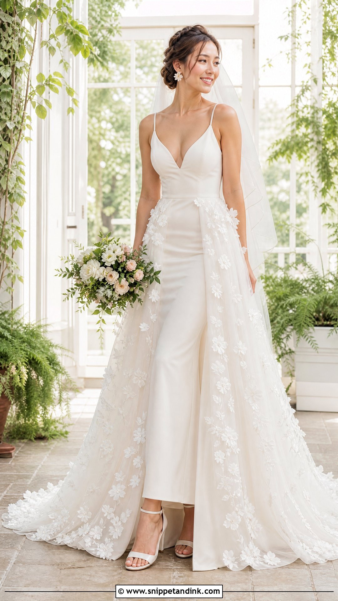Floral Applique Over Skirt Wedding Dress - Snippet and Ink - 20 Over Skirt Wedding Dress Ideas