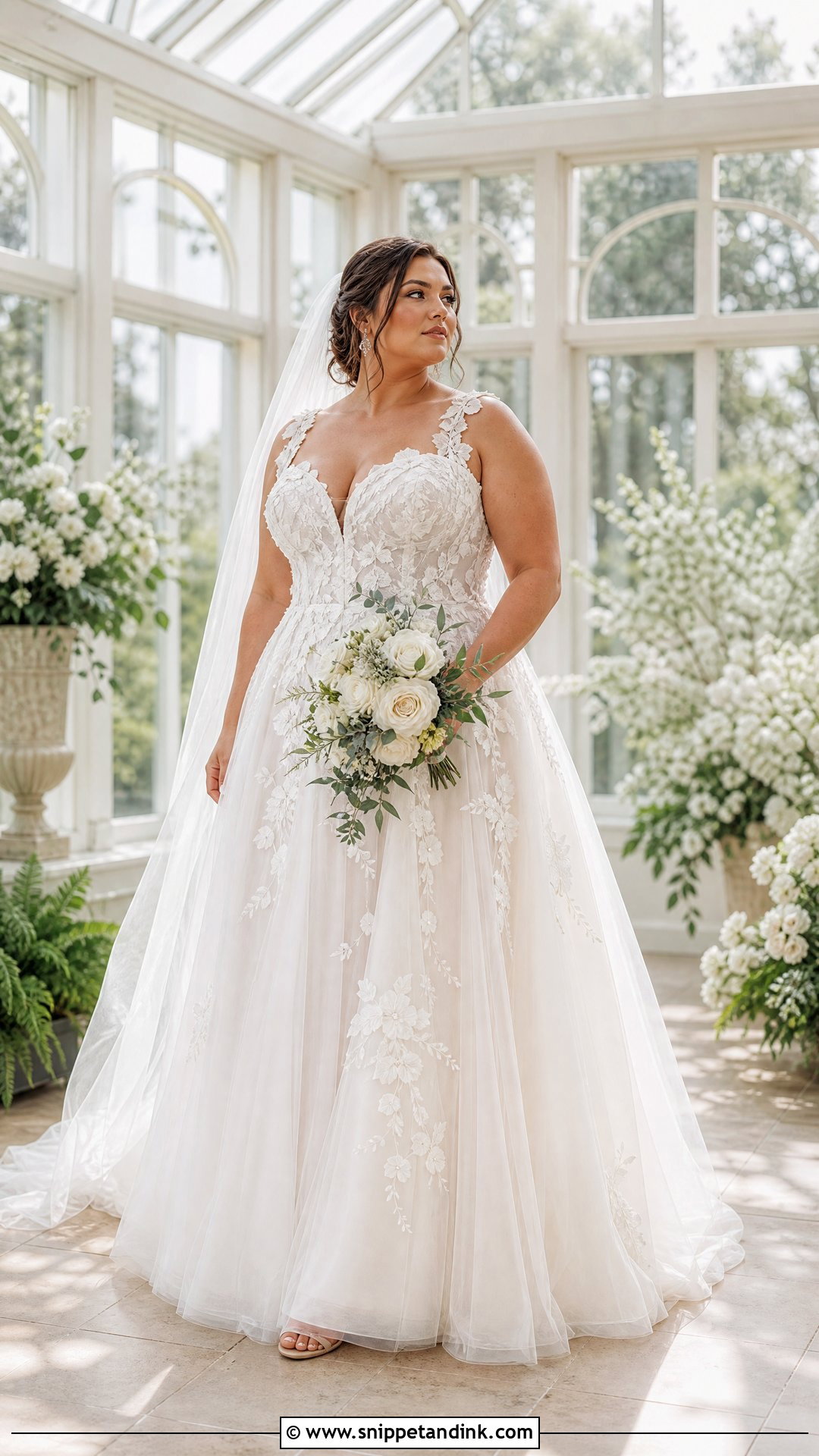 Floral Applique Plus Size Wedding Gown - Snippet and Ink - 20 Wedding Gowns for Plus Size Brides