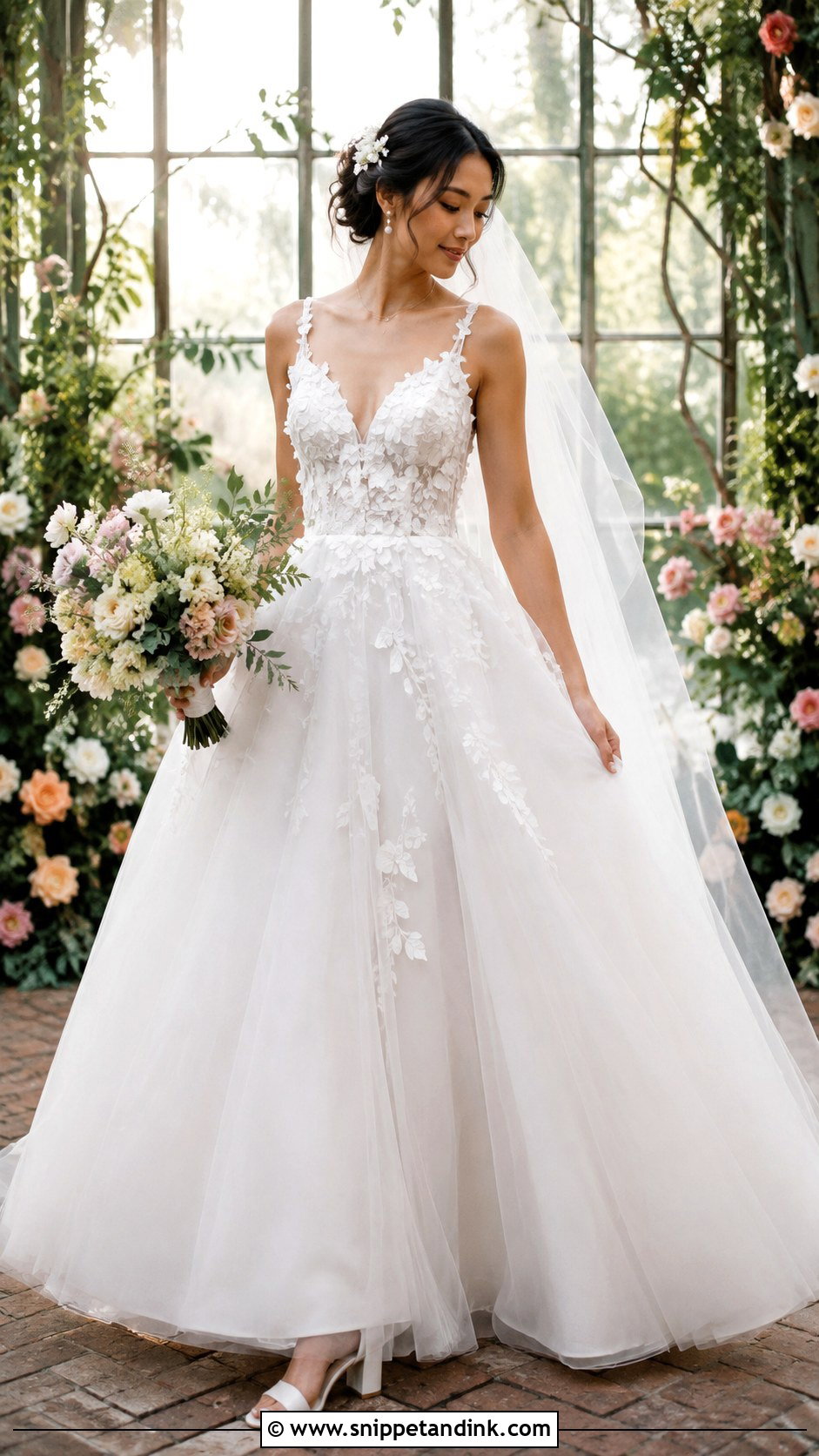 Floral Applique Princess Ball Gown Wedding Dress - Snippet and Ink - 25 Princess Wedding Dresses Ball Gown