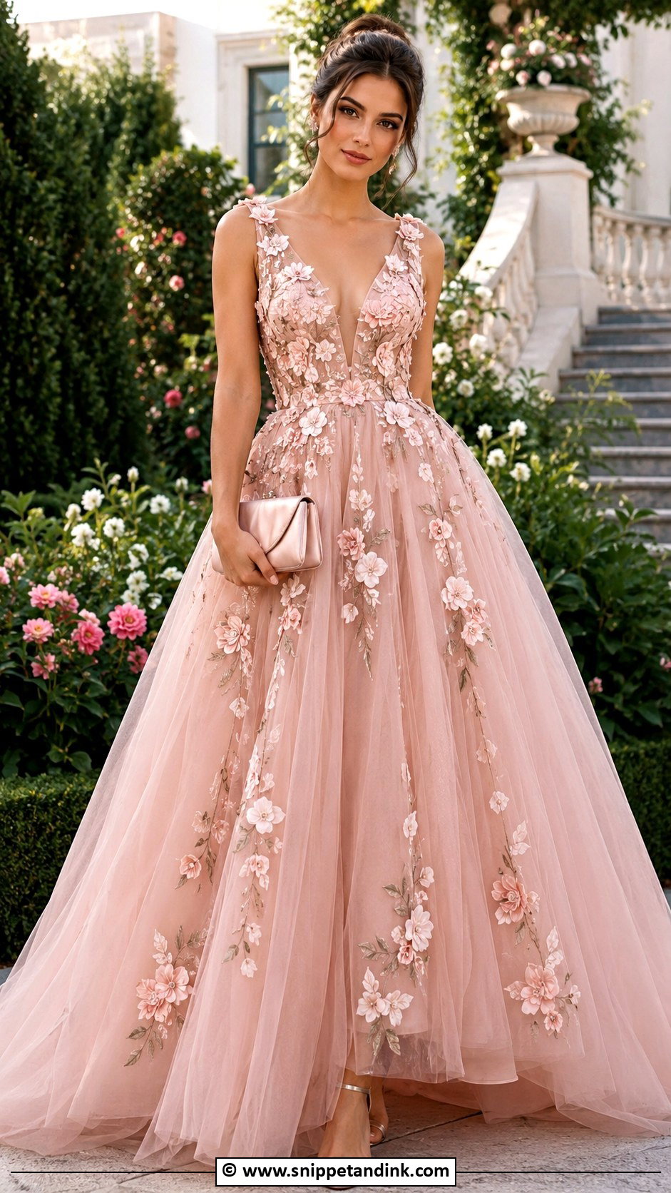 Floral Applique Princess Gown - Snippet and Ink - 35 Princess Gown Ideas
