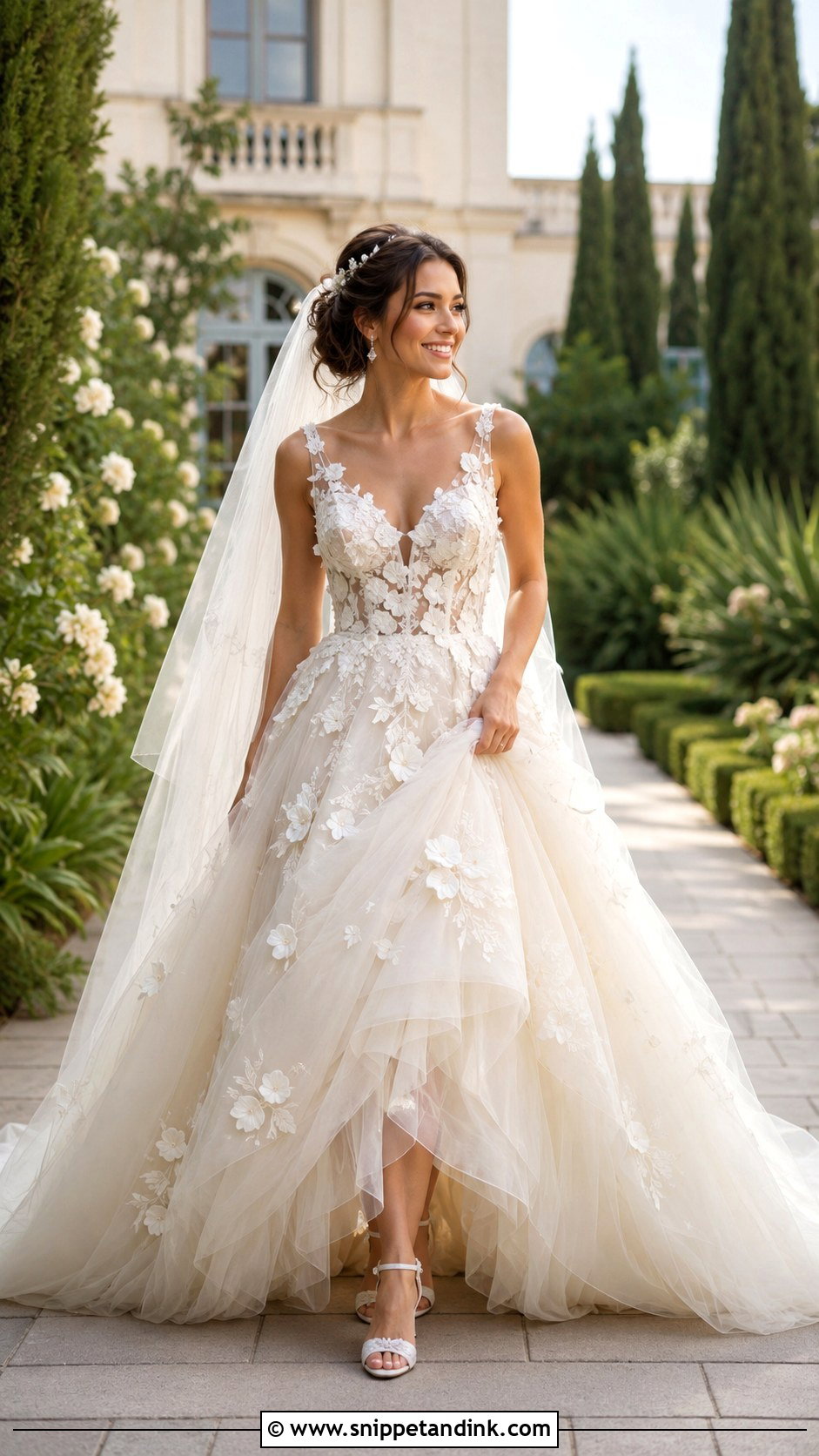 Floral Applique Princess Wedding Dress - Snippet and Ink - 20 Big Princess Wedding Dresses