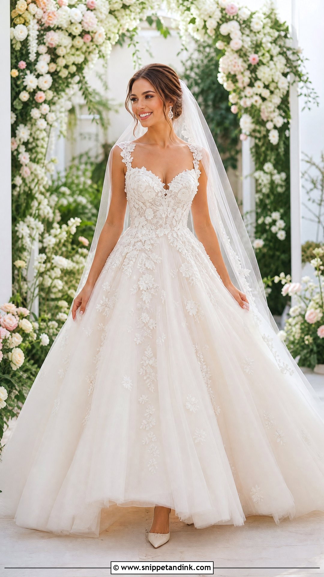 Floral Applique Princess Wedding Dress - Snippet and Ink - 25 Princess Style Wedding Dresses