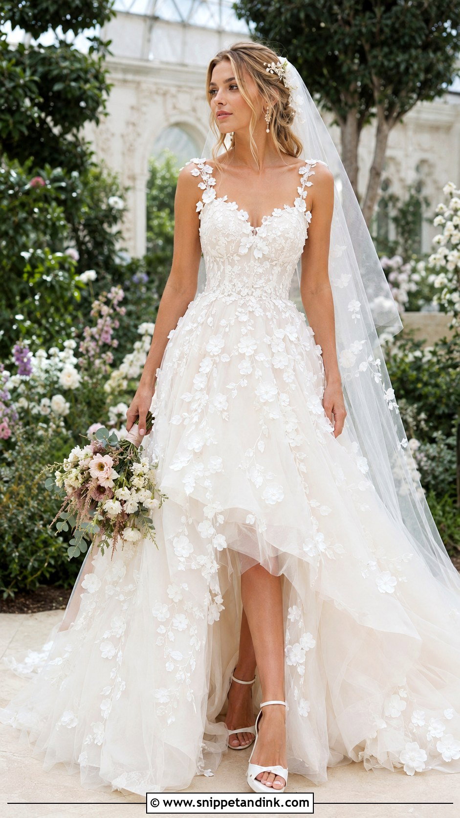 Floral Applique Princess Wedding Dress - Snippet and Ink - 20 Big Poofy Princesses Wedding Dresses