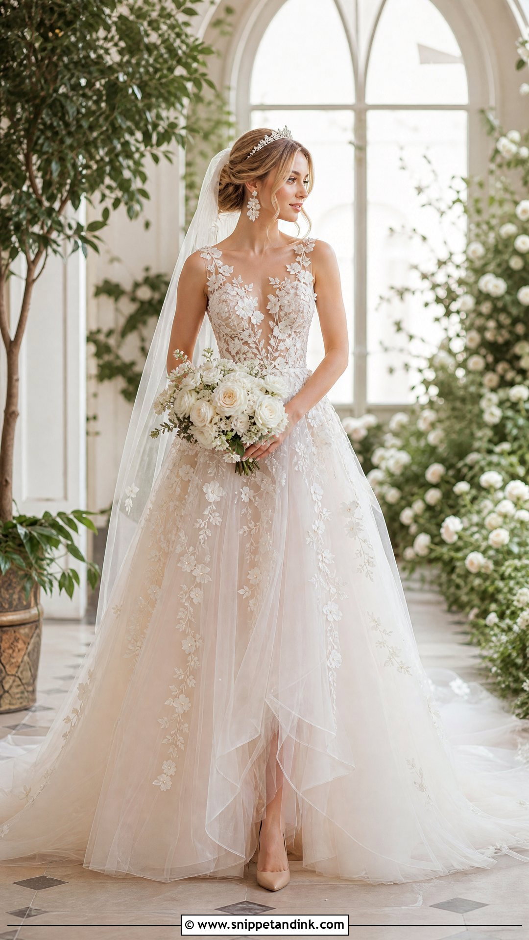 Floral Applique Princess Wedding Dress - Snippet and Ink - 20 Royal Princess Wedding Dresses