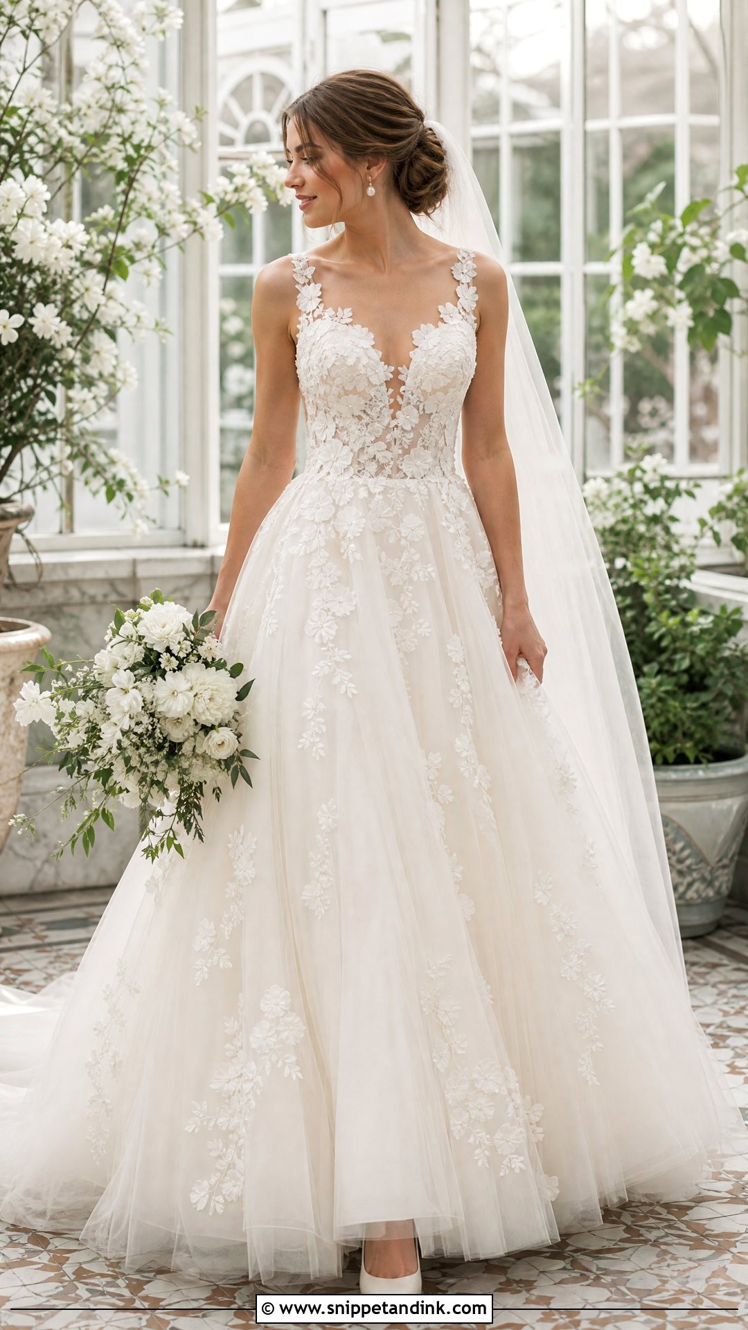 Floral Applique Princess Wedding Dress - Snippet and Ink - 20 Timeless Wedding Dress Princess Ideas