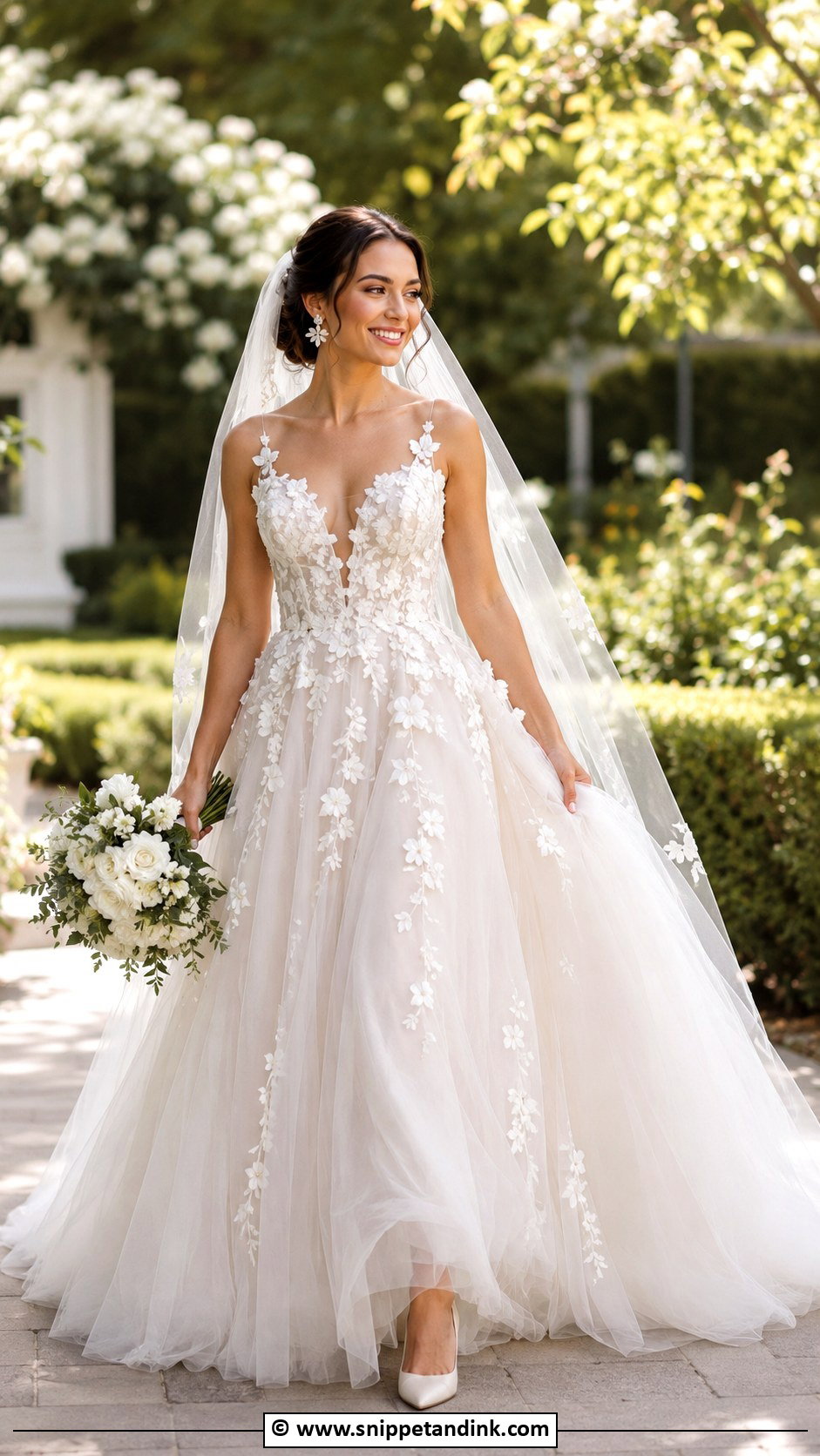 Floral Applique Princess Wedding Dress - Snippet and Ink - 35 Princess Wedding Dress Ideas