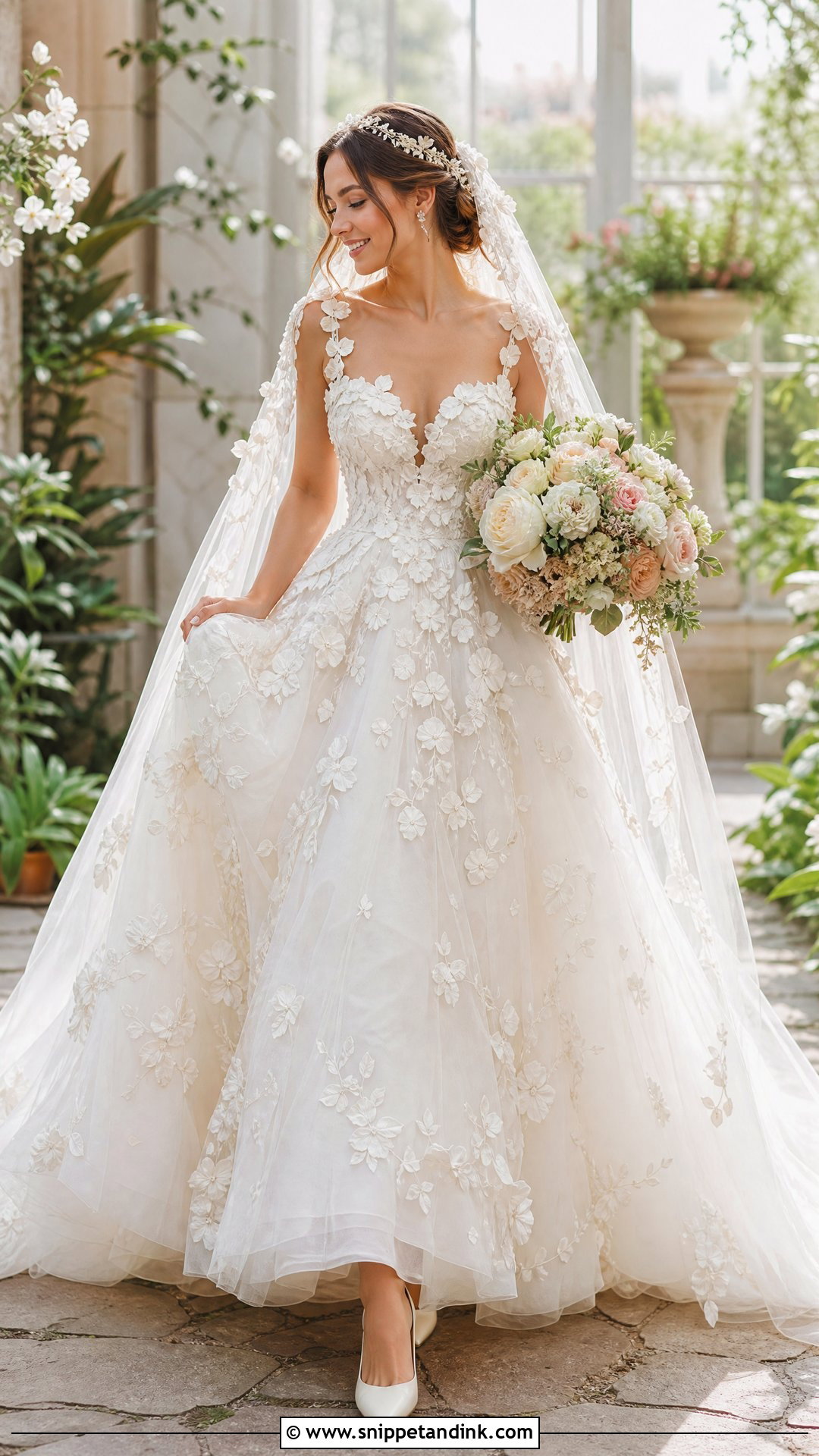 Floral Applique Princess Wedding Gown - Snippet and Ink - 20 Princess Wedding Gown Fairytale Ideas