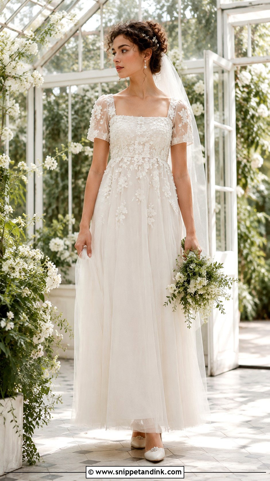Floral Applique Regency Era Wedding Dress - Snippet and Ink - 20 Regency Era Wedding Dress Ideas
