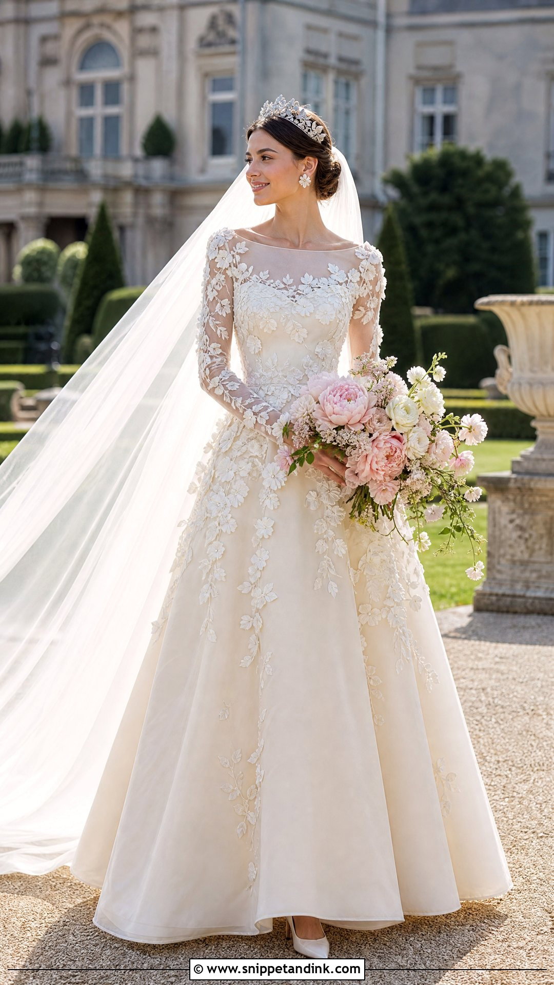 Floral Applique Royal Bride Dress - Snippet and Ink - 20 Royal Bride Dress Ideas