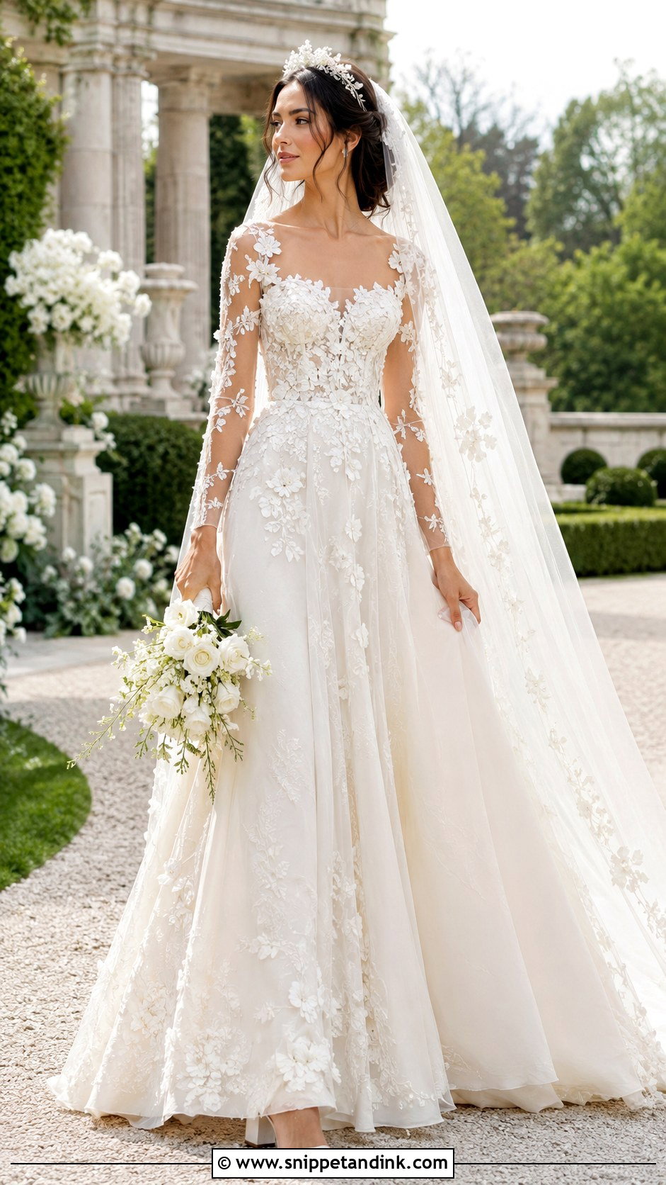 Floral Applique Royal Wedding Dress - Snippet and Ink - 20 Royal Wedding Dress Aesthetic Ideas