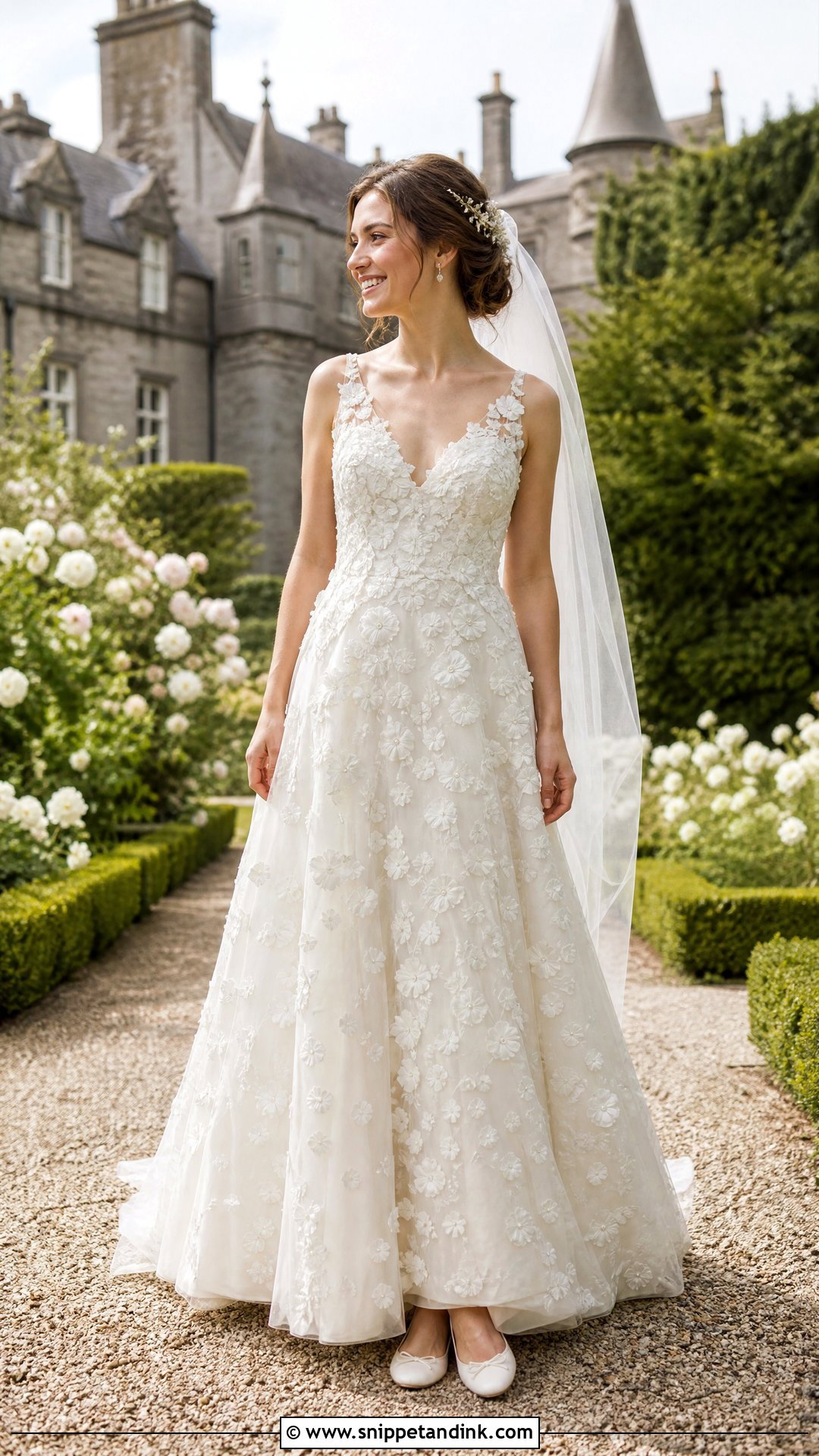 Floral Applique Scottish Wedding Dress - Snippet and Ink - 20 Scotland Wedding Dress Ideas
